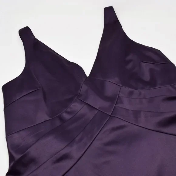 JS Collections Evening Cocktail Dress Women 16 Satin Eggplant Purple Event Prom - Picture 8 of 12